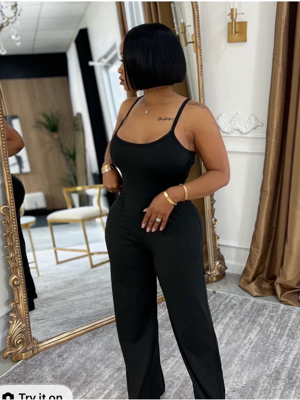 Classic Black Women's Jumpsuit - Sleek Wide-Leg Design